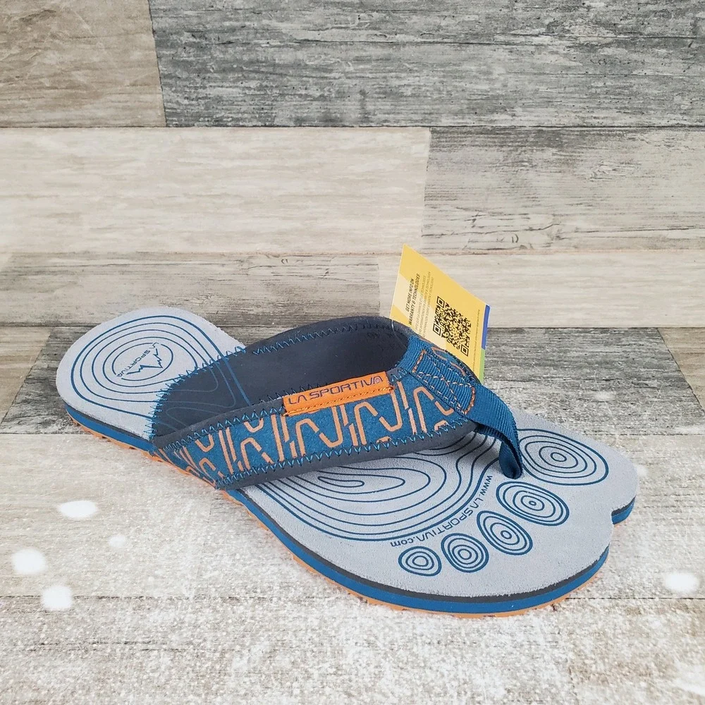 La Sportiva Mens Swing Sandals Sz 7.5 Space Blue Maple Slip On Flip Flops Thong